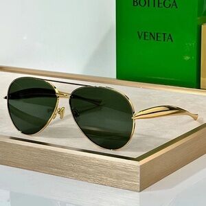 Bottega Veneta Gold Sunglasses with Dark Green Lenses